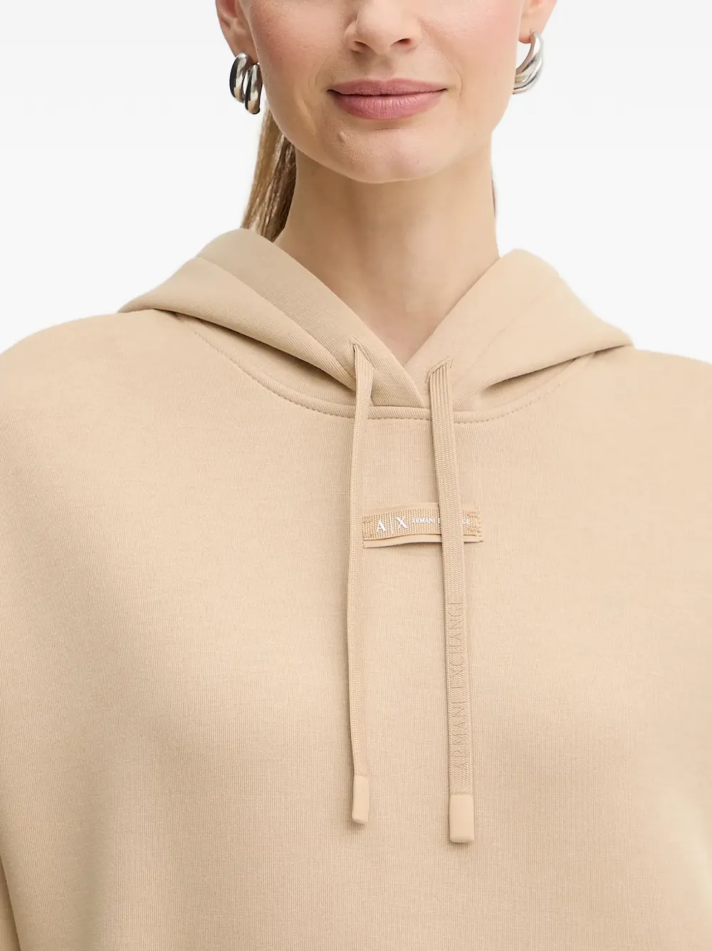 Armani Exchange Hoodie met logopatch Beige