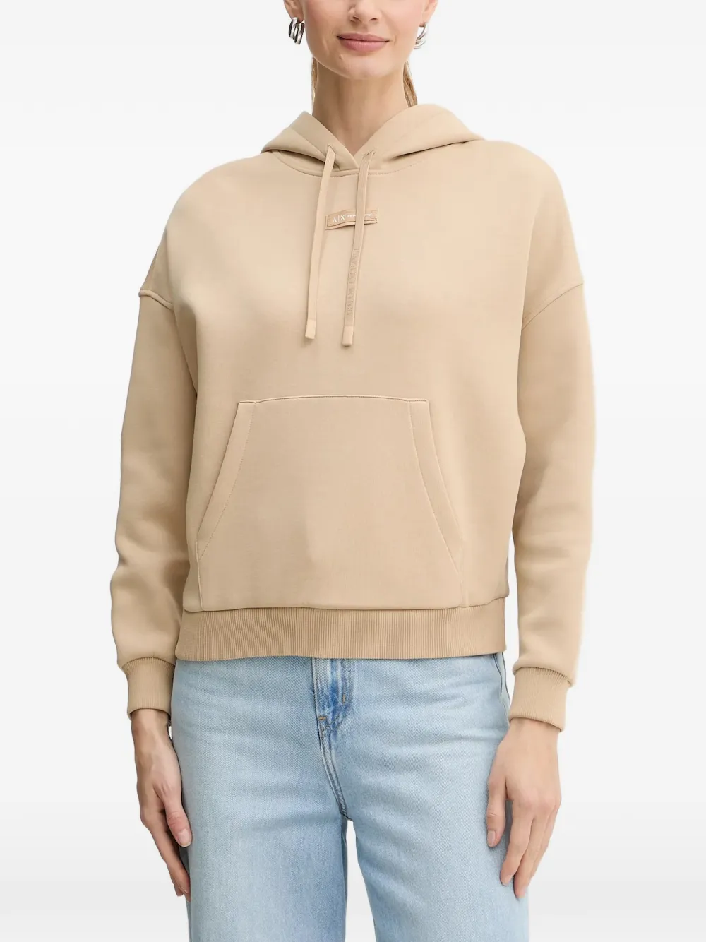 Armani Exchange logo-patch hoodie - Toni neutri