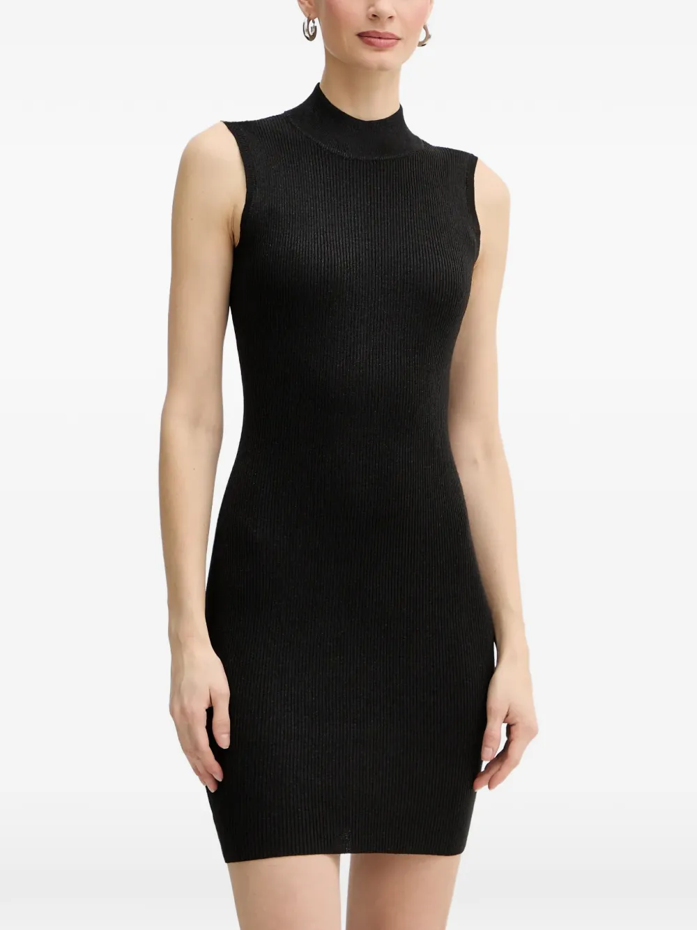 Armani Exchange Ribgebreide jurk Zwart