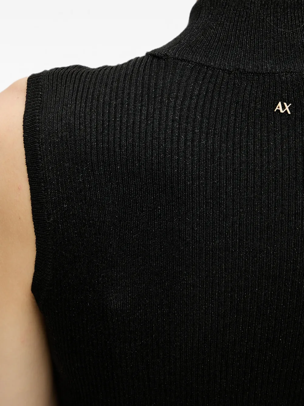 Armani Exchange Ribgebreide jurk Zwart
