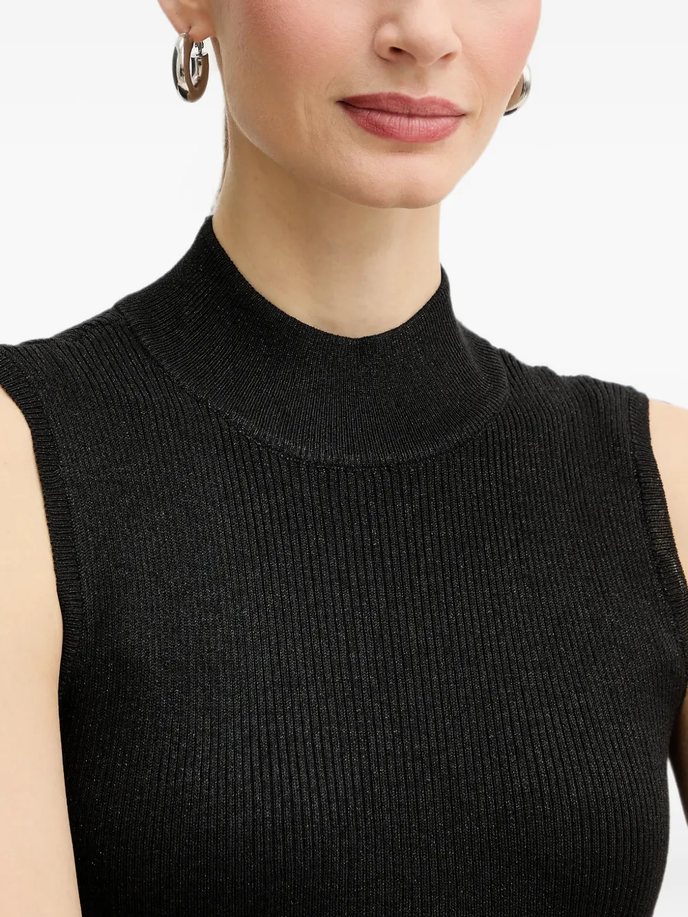 Armani Exchange Ribgebreide jurk Zwart