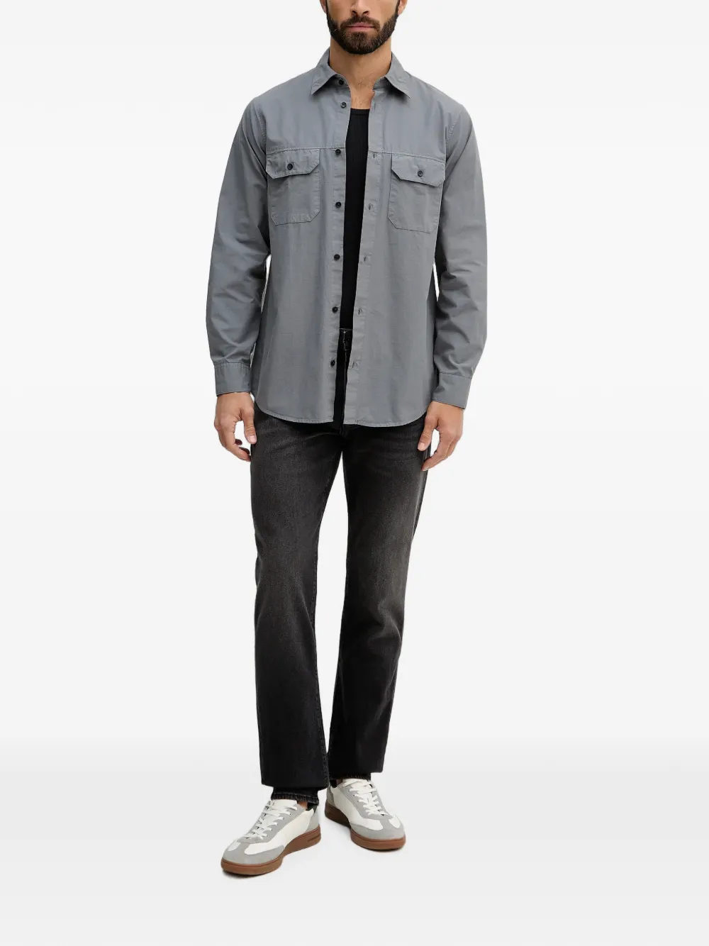 Armani Exchange Ripstop overhemd met klepzak Grijs
