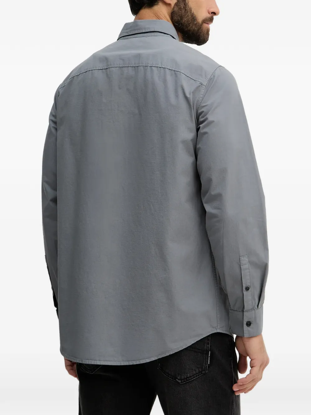 Armani Exchange Ripstop overhemd met klepzak Grijs