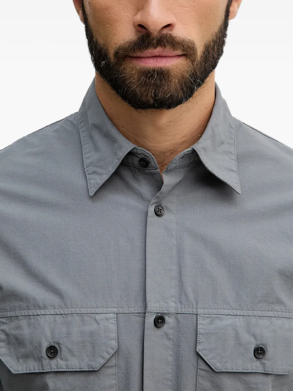 Armani Exchange Ripstop overhemd met klepzak Grijs