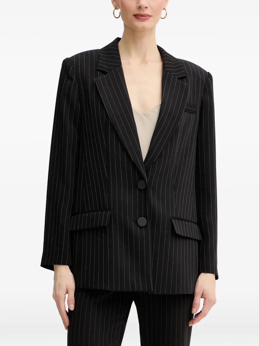 Armani Exchange pinstripe-pattern notched-lapels blazer - Schwarz