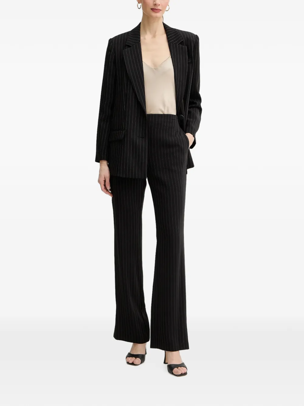 Armani Exchange Blazer met krijtstreep en gekerfde revers Zwart