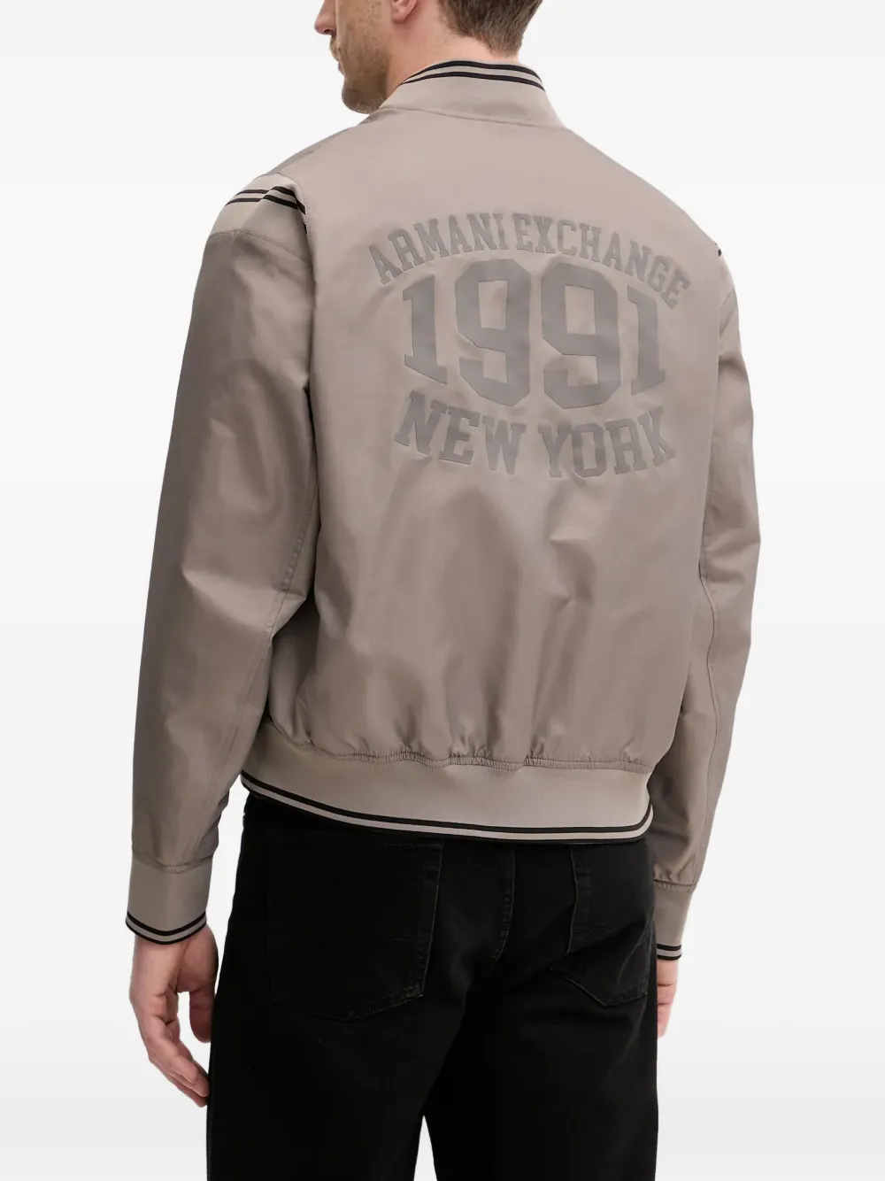  Armani Exchange Logo-embroidered Bomber Jacket - Neutrals 
