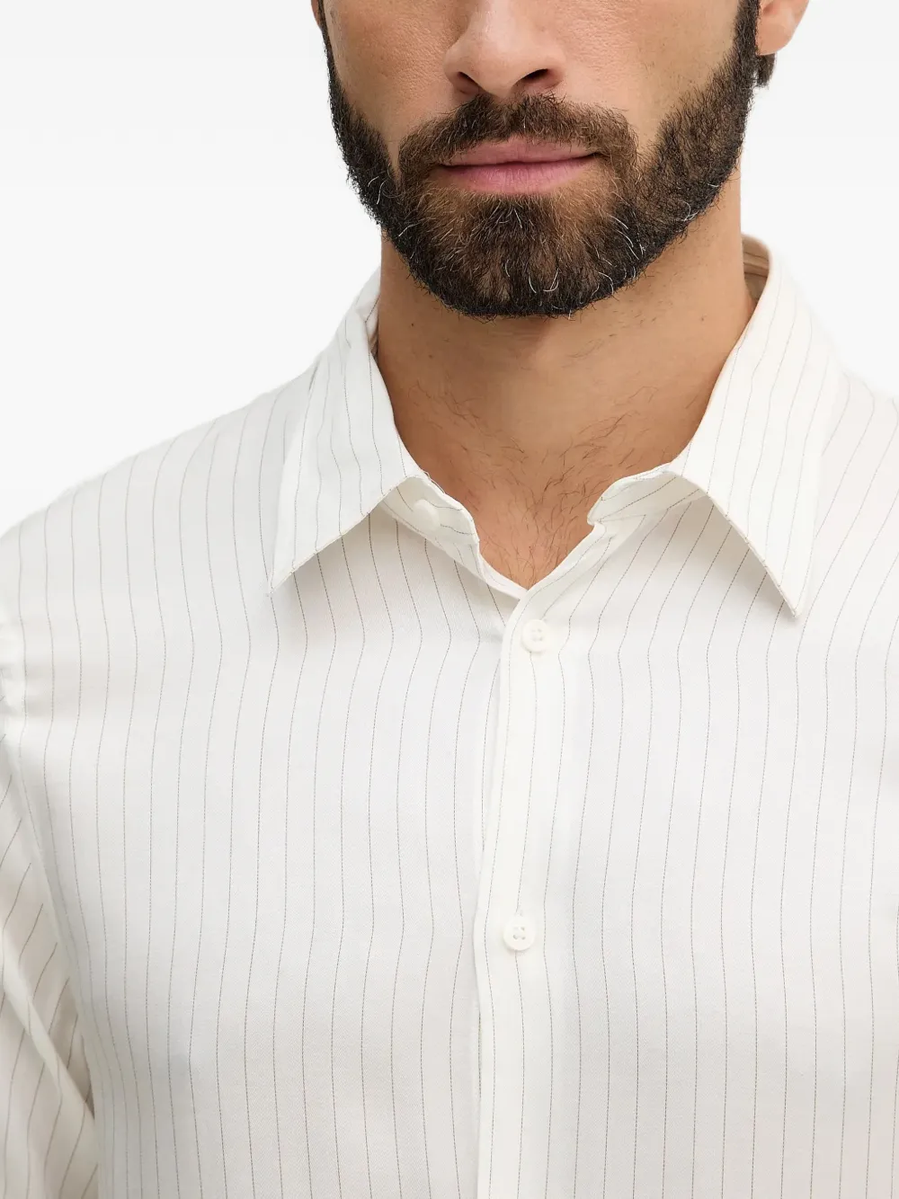  Armani Exchange Striped Buttoned Shirt - White 