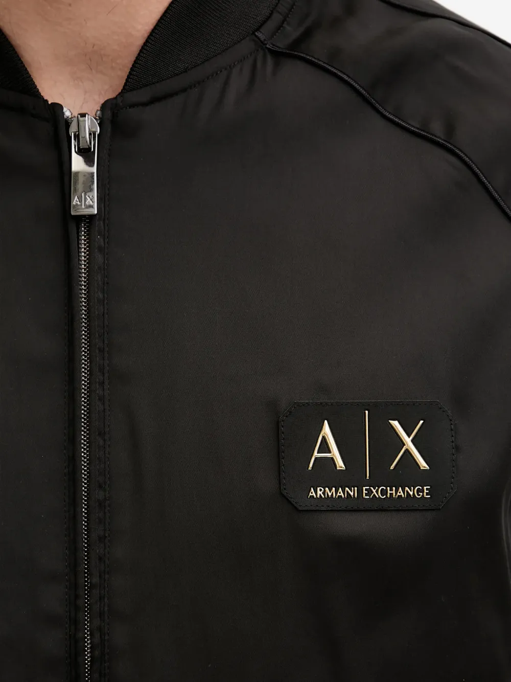 Armani Exchange Bomberjack met logopatch Zwart