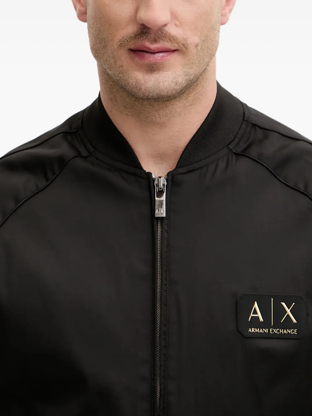 Armani Exchange Bomberjack met logopatch Zwart