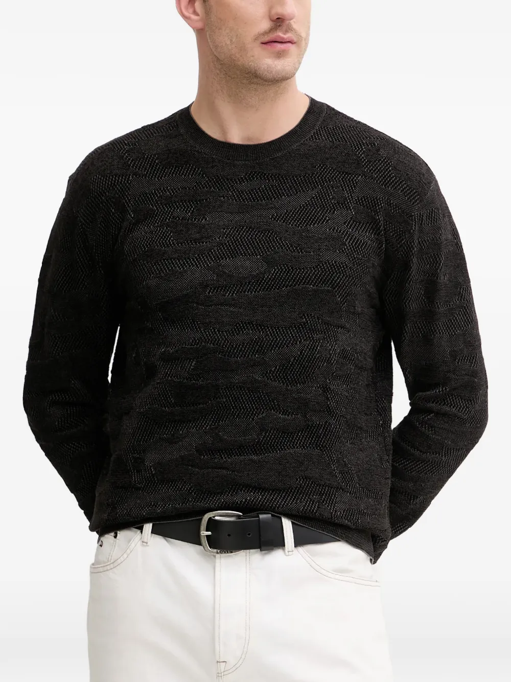 Armani Exchange textured knit sweater - Schwarz