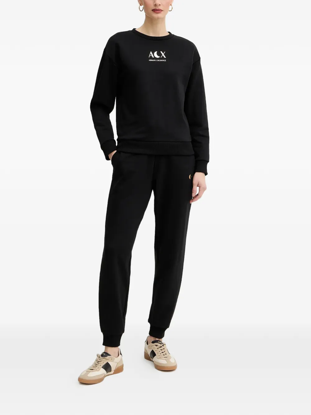 Armani Exchange Trainingsshorts met logoprint en trekkoordtaille Zwart