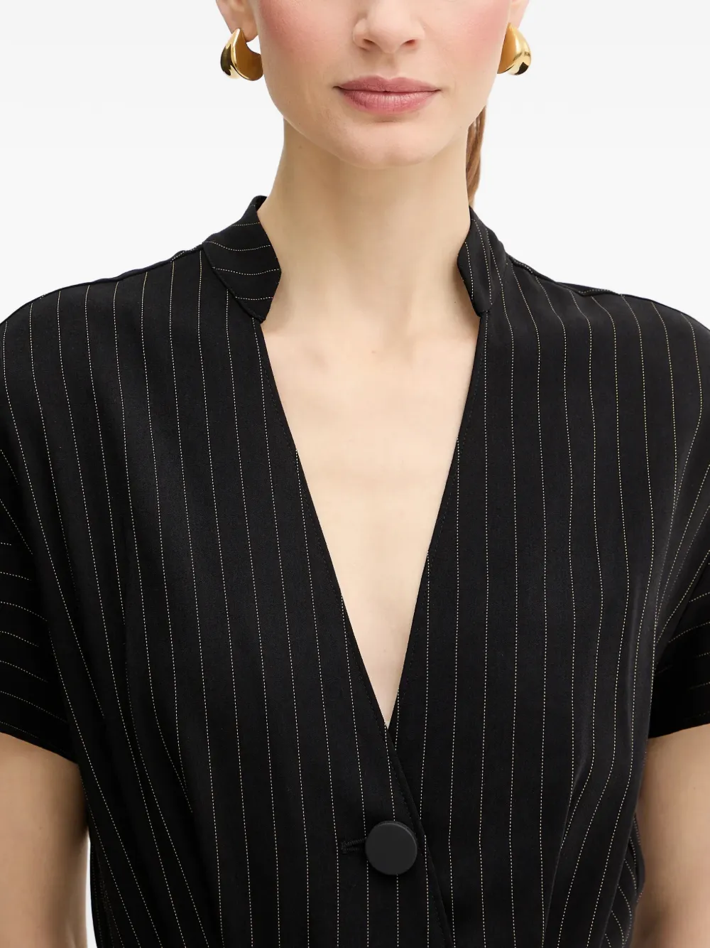 Armani Exchange Gestreepte mini-jurk met knoop Zwart
