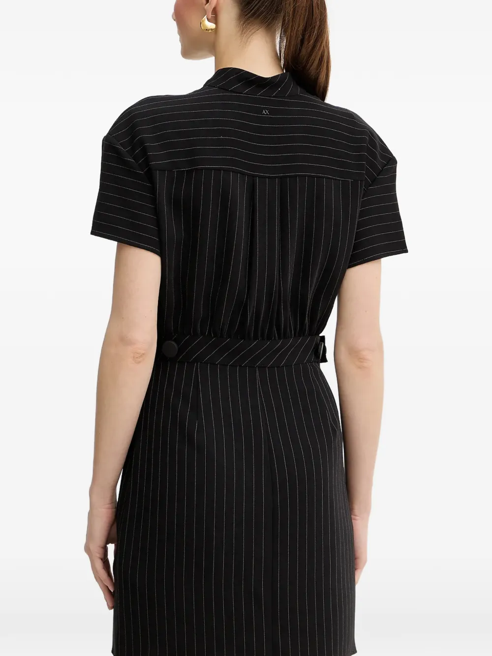Armani Exchange Gestreepte mini-jurk met knoop Zwart
