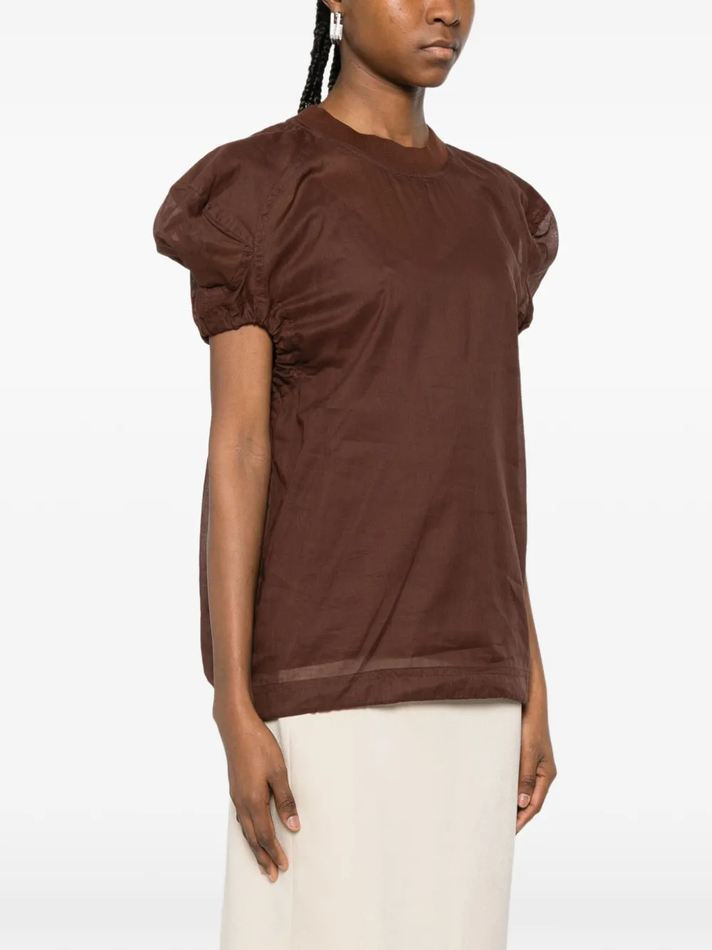  Plan C Gathered T-shirt - Brown 