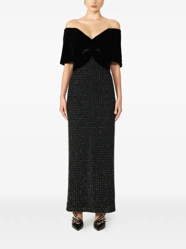 costarellos off the shoulder dress Berenice Off-shoulder Mikado Gown
