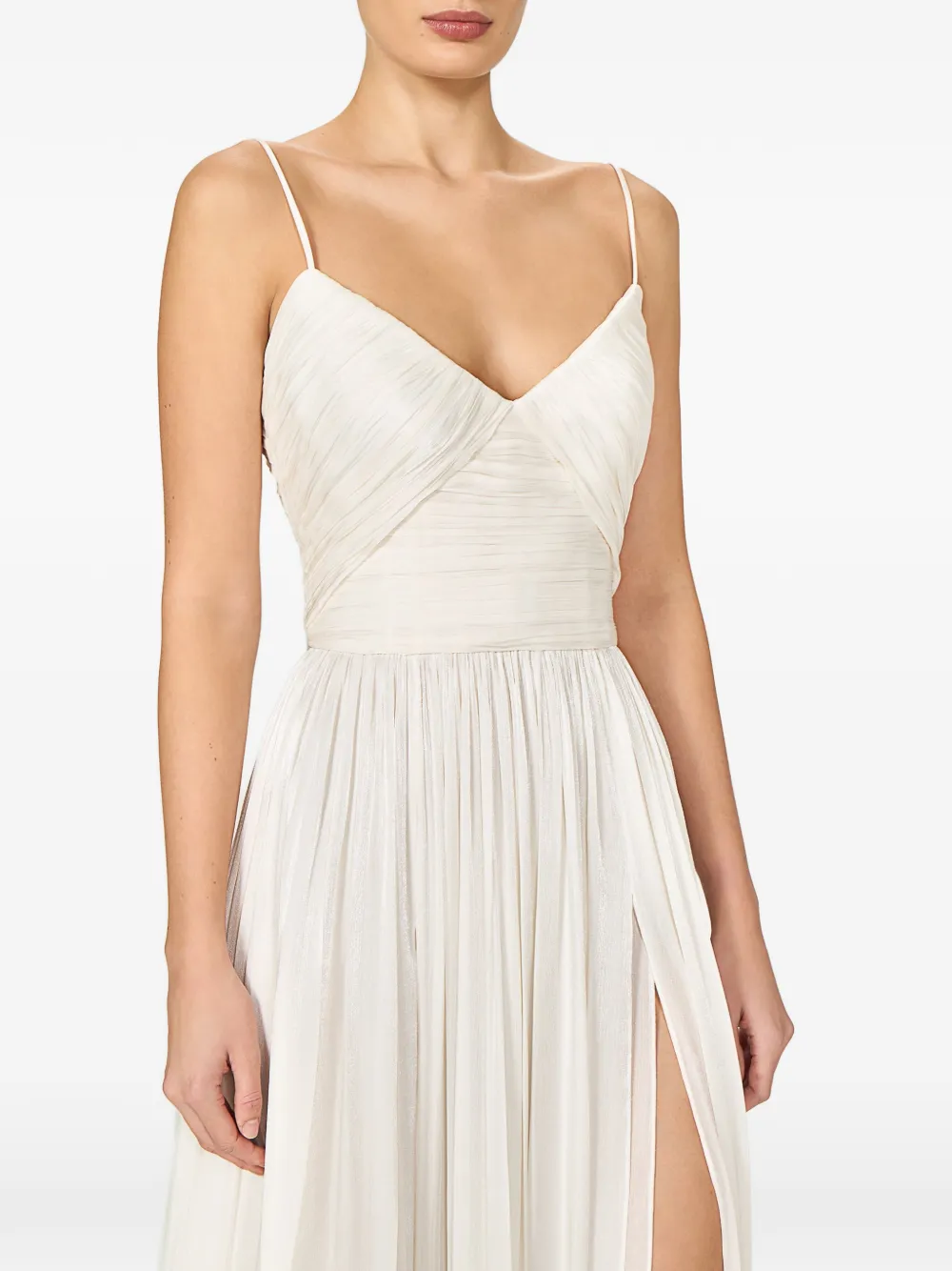 Costarellos Fayla gedrapeerde geplooide maxi-jurk Beige