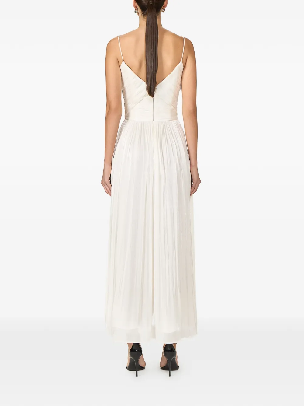 Costarellos Fayla gedrapeerde geplooide maxi-jurk Beige