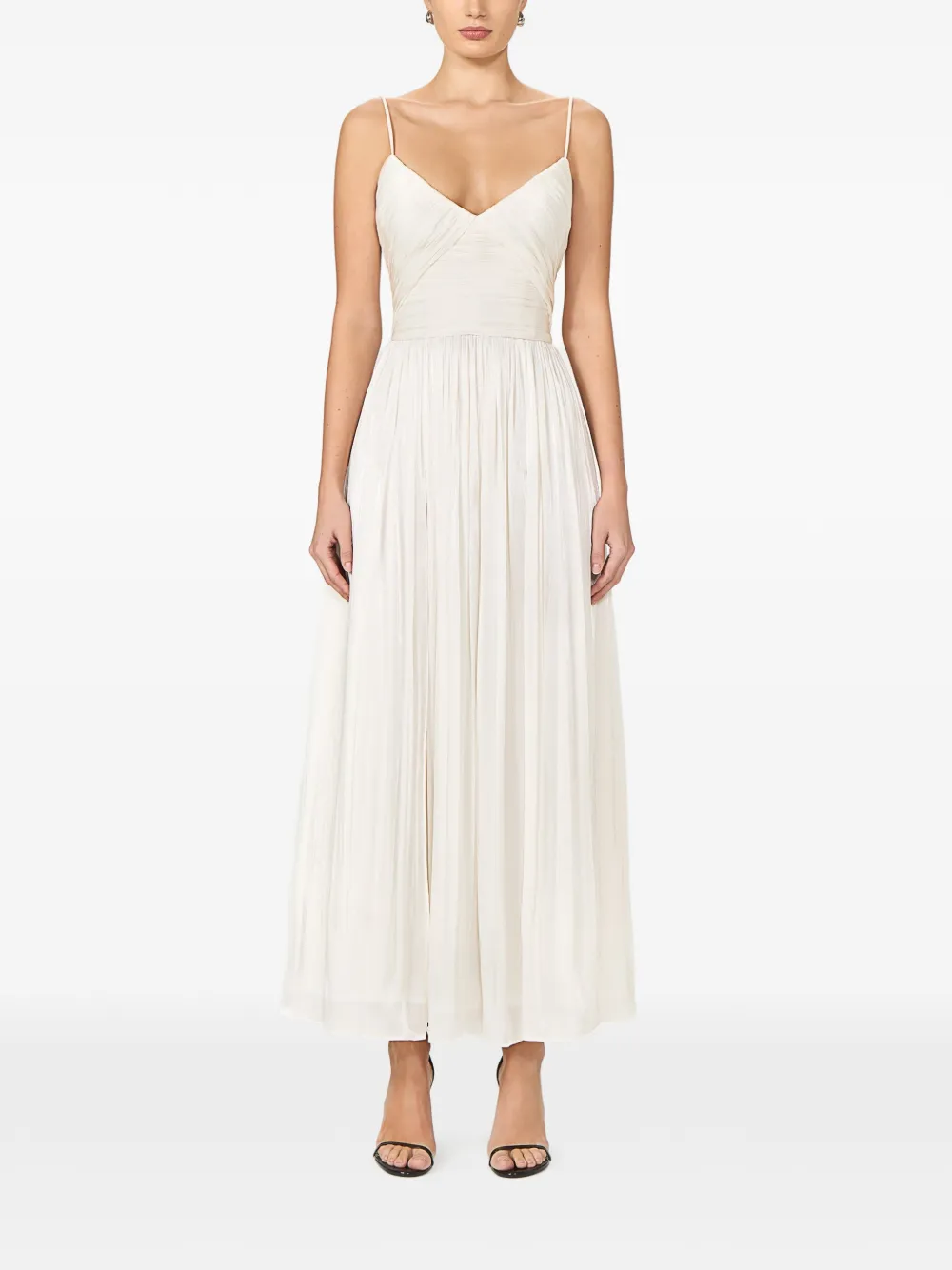 Costarellos Fayla gedrapeerde geplooide maxi-jurk Beige