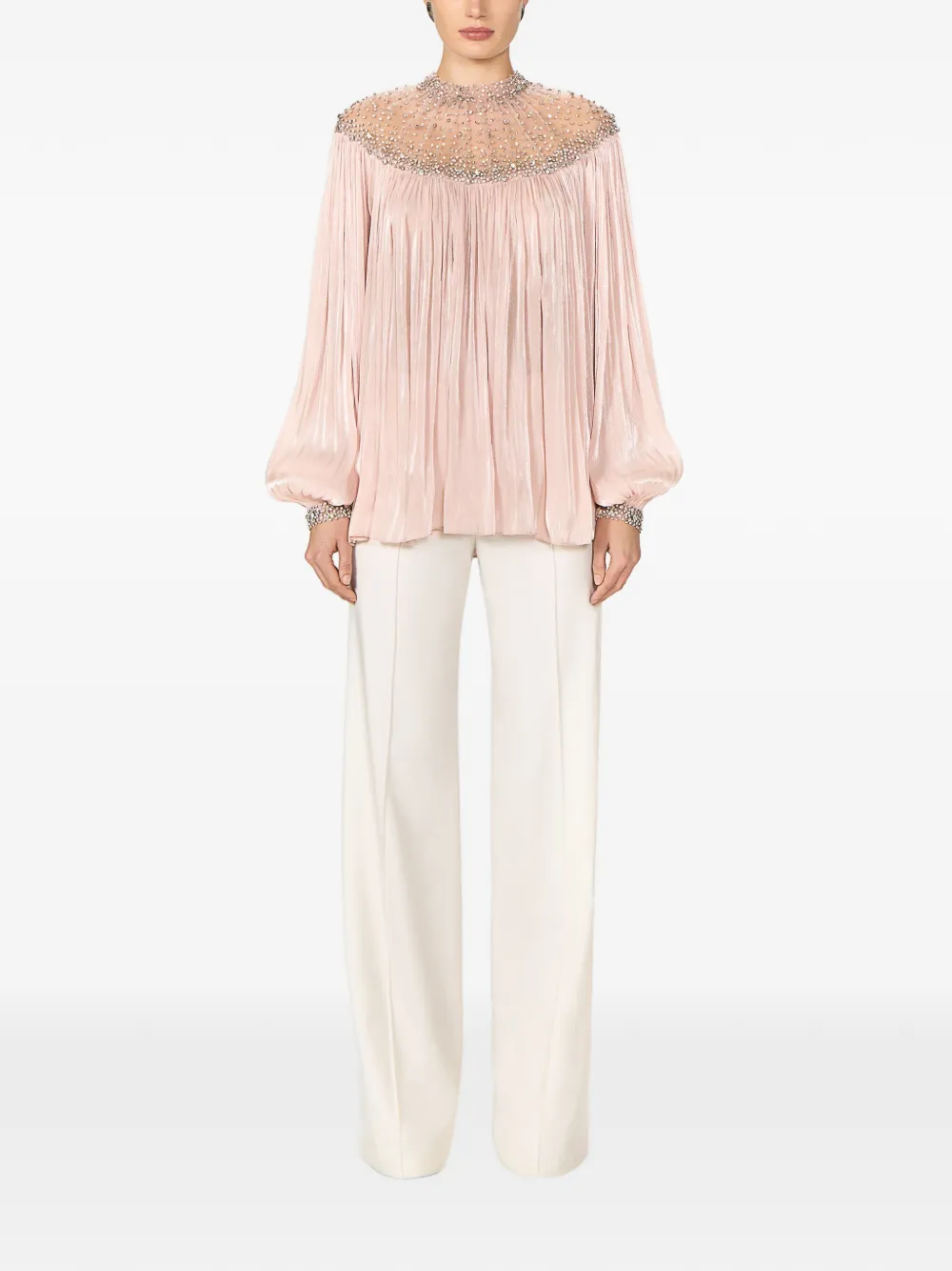 Costarellos Timea blouse verfraaid met strik en ballonmouwen Roze