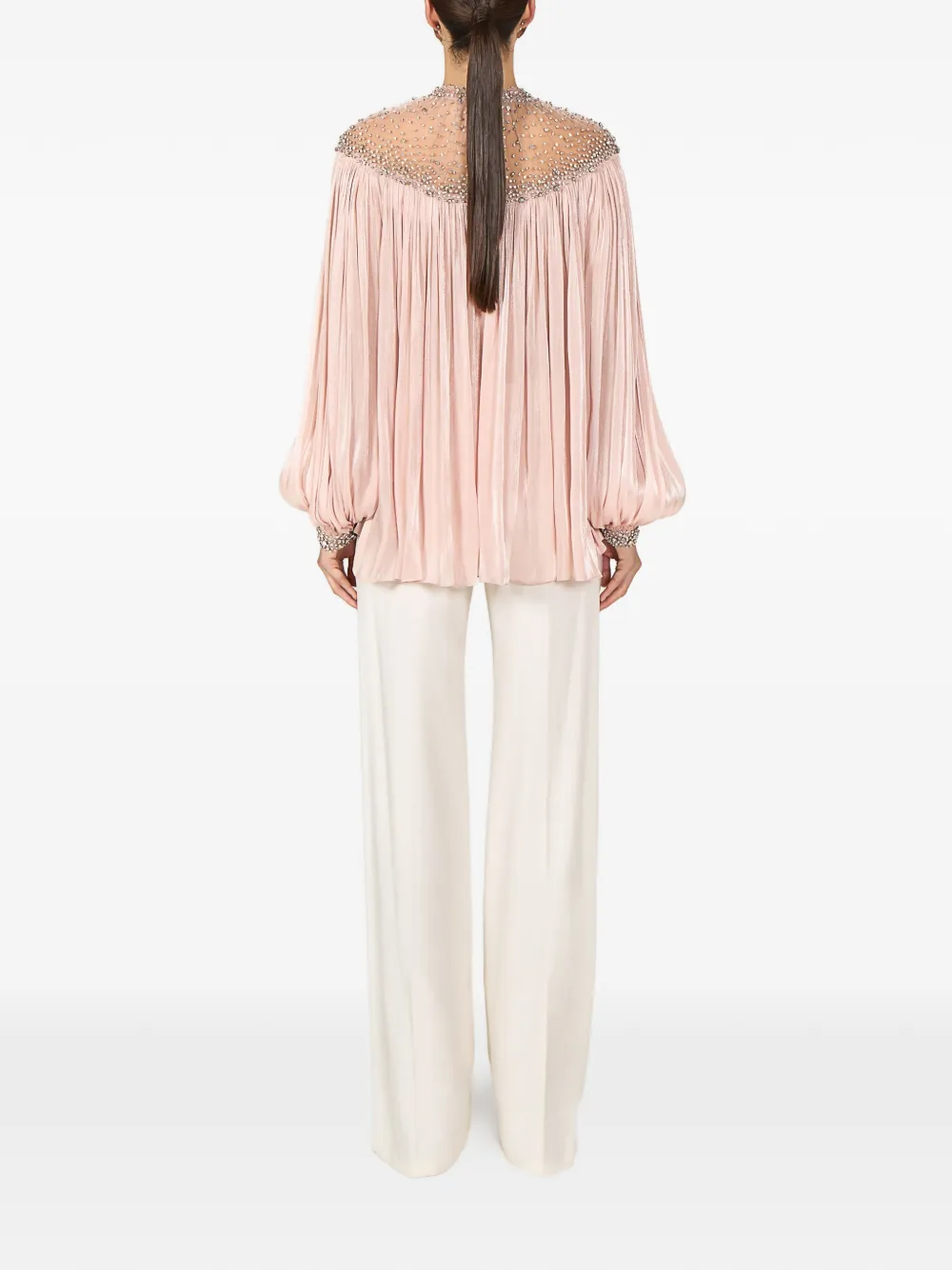Costarellos Timea blouse verfraaid met strik en ballonmouwen Roze