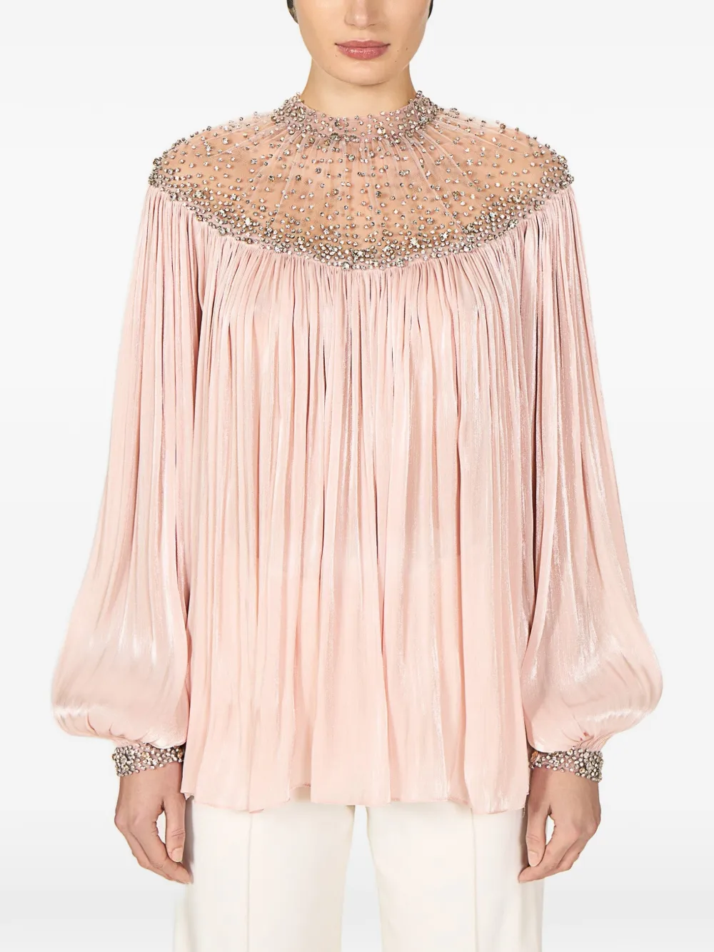 Costarellos Timea blouse verfraaid met strik en ballonmouwen Roze