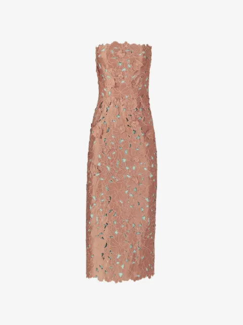 Costarellos Zira floral-cut strapless midi dress