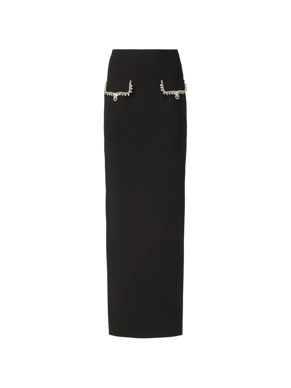 Costarellos Stara Crystal-chain Pencil Maxi Skirt In Black