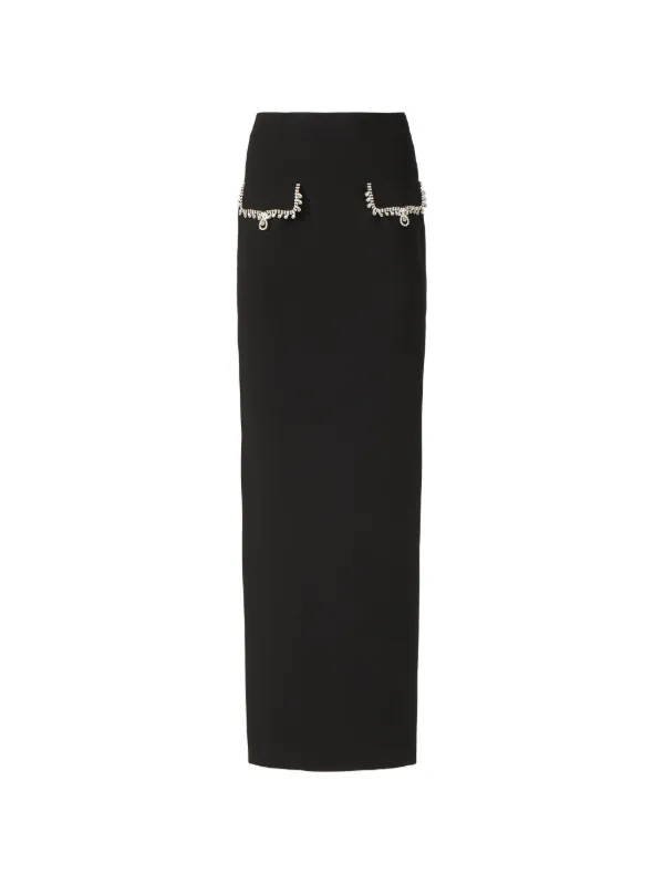 Costarellos Stara Crystal-chain Pencil Maxi Skirt in Black