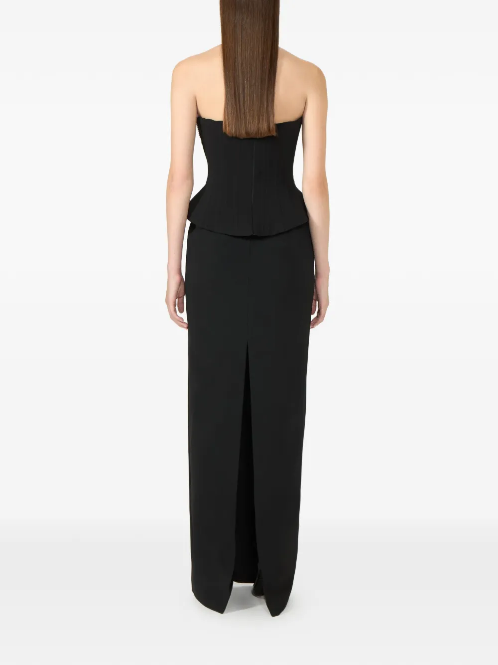 Costarellos Stara Crystal-chain Pencil Maxi Skirt in Black, view 3