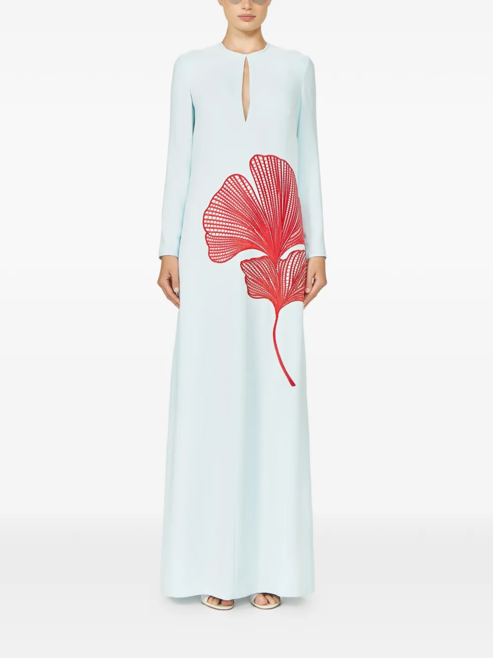 Costarellos Adeline maxi-jurk met geborduurde bloemen en keyhole Blauw