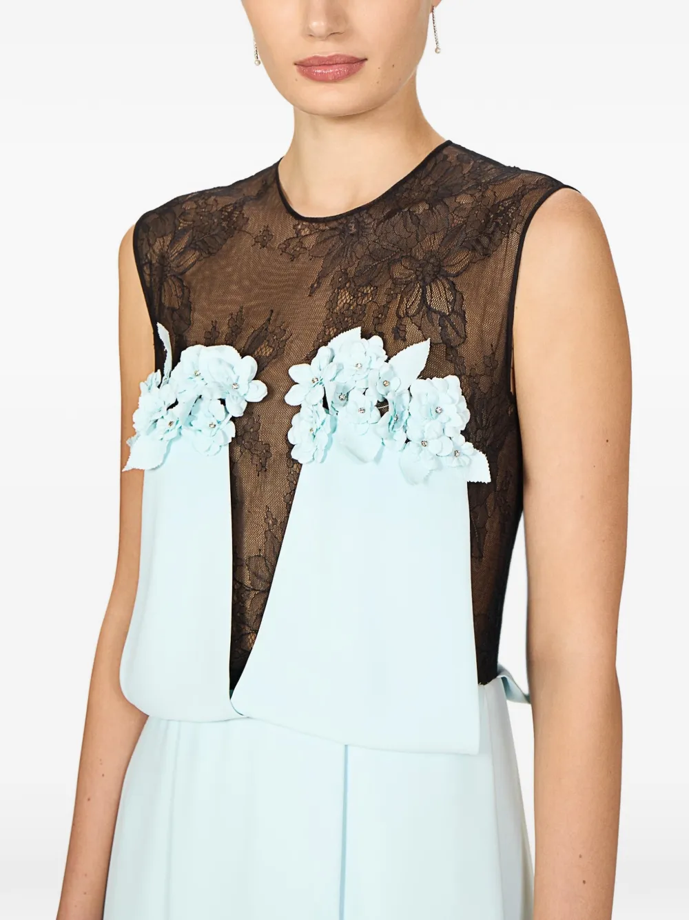 Costarellos Liora maxi-jurk met bloemapplicatie en kant Blauw