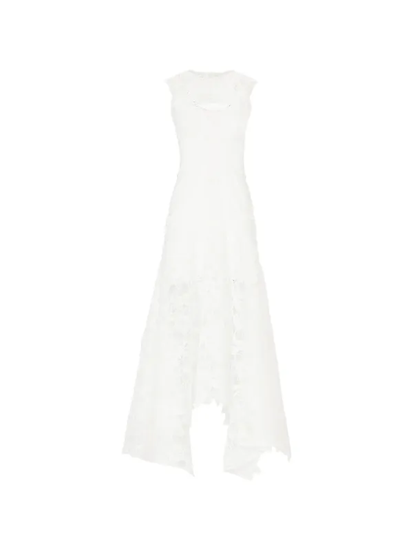 Costarellos Janica Lace Asymmetric Dress in White