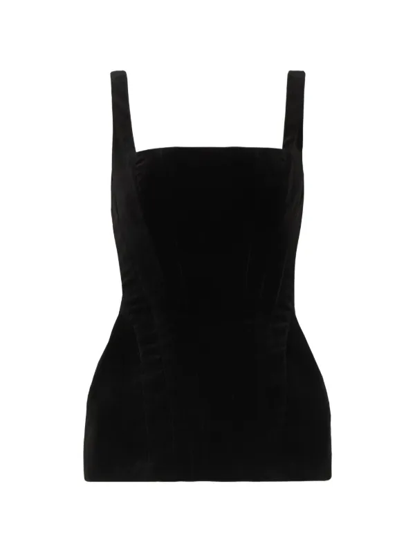 Costarellos Leeren Velvet Bustier in Black