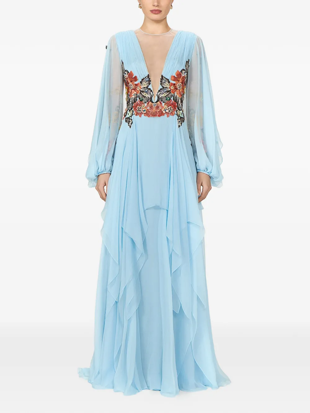 Costarellos Teya maxi-jurk met bloemapplicatie Blauw