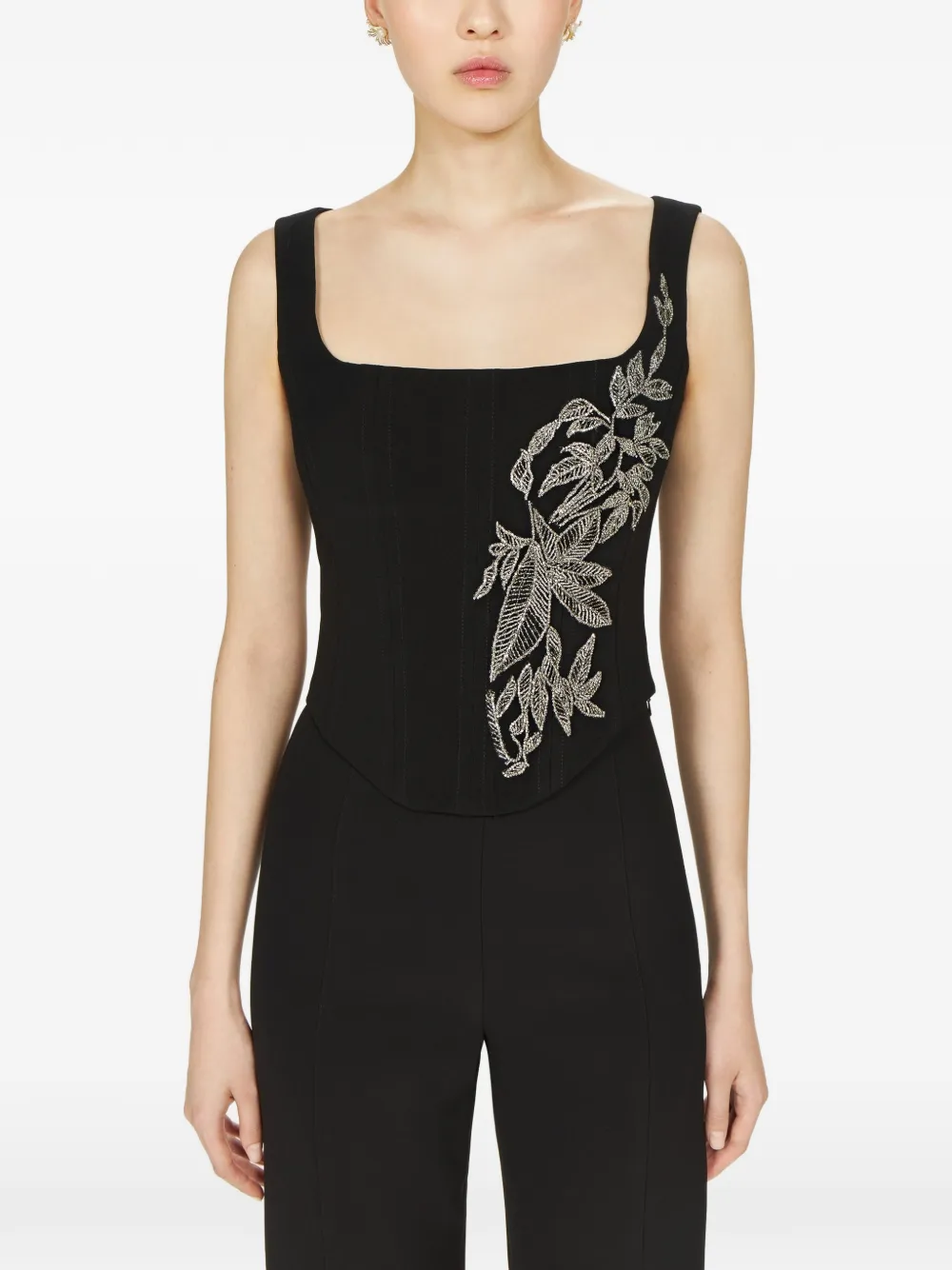 Costarellos Jaxine crêpe bustier met applicatie Zwart