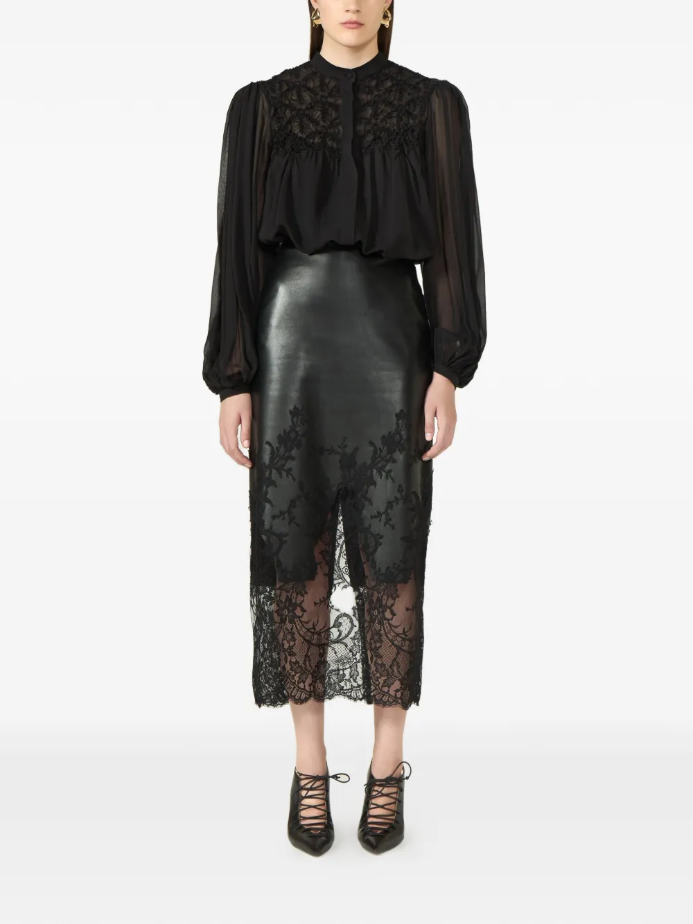 Costarellos Lorcan gesmockte blouse met lange mouwen Zwart