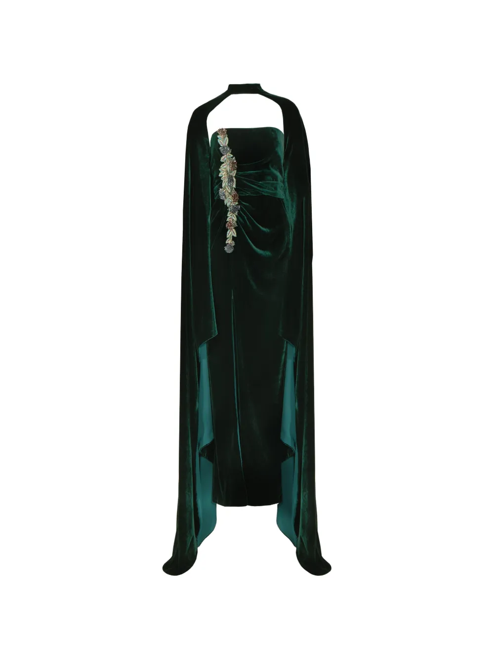 Costarellos Abito da sera Brisha con ruches - Verde