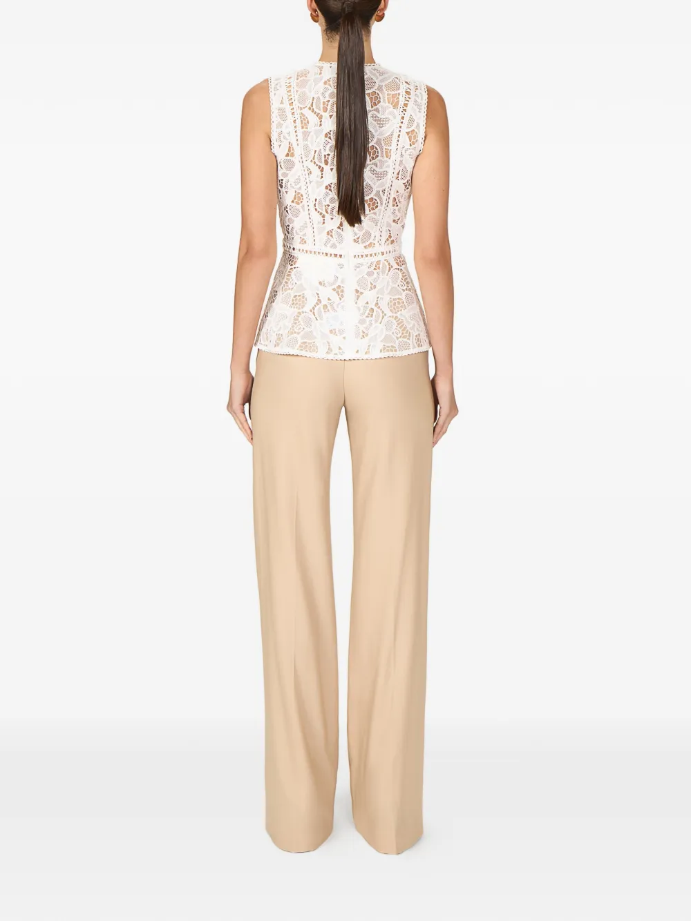Costarellos Niva Guipure Lace Top in White, view 3