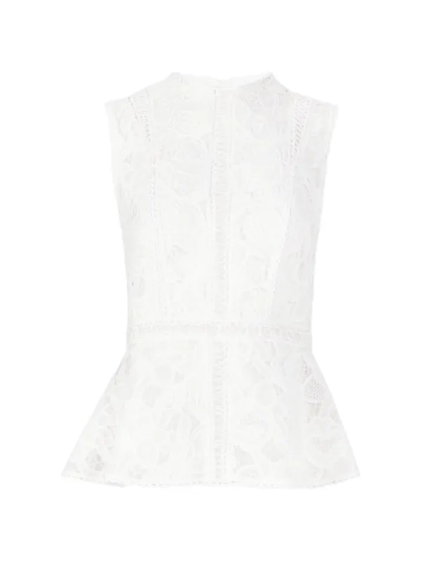 Costarellos Niva Guipure Lace Top in White