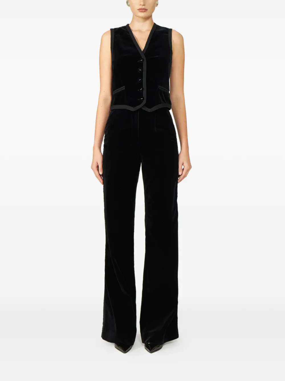 Costarellos Jetta Velvet Waistcoat in Black, view 2