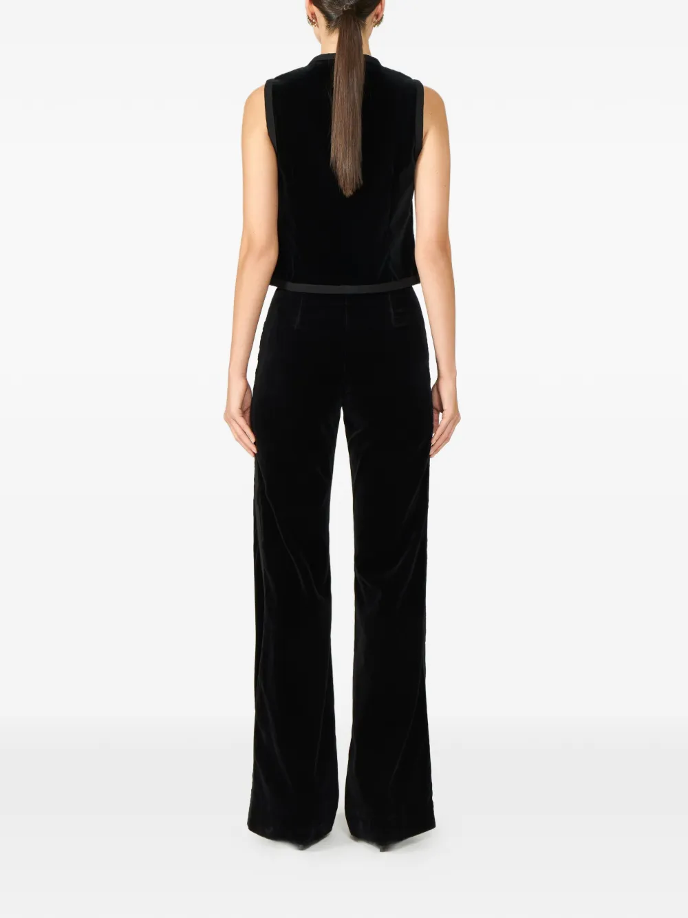 Costarellos Jetta Velvet Waistcoat in Black, view 3