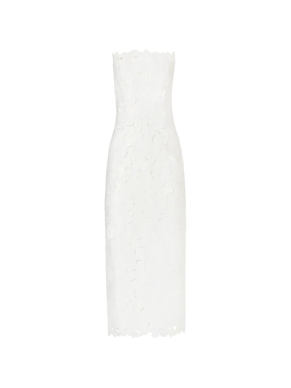 Costarellos Astelle floral-cut strapless midi dress - White