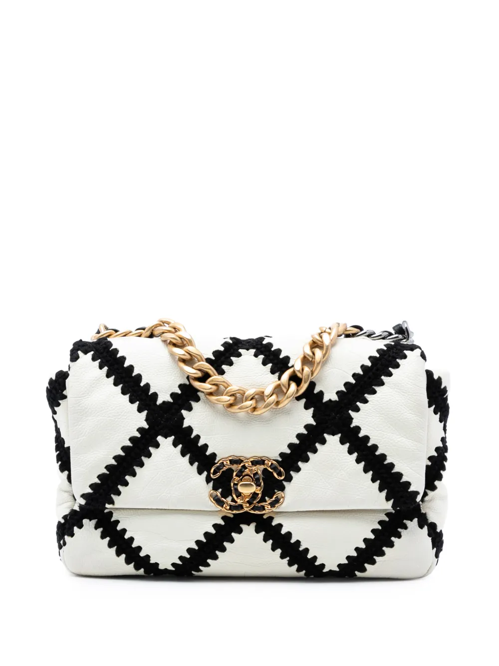 CHANEL Pre-Owned 2020 Medium Crochet Calfskin 19 Flap satchel - Bianco