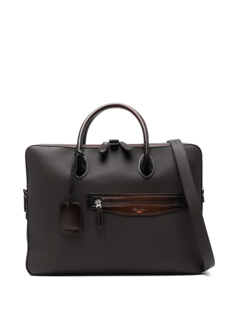 Santoni zip leather laptop bags
