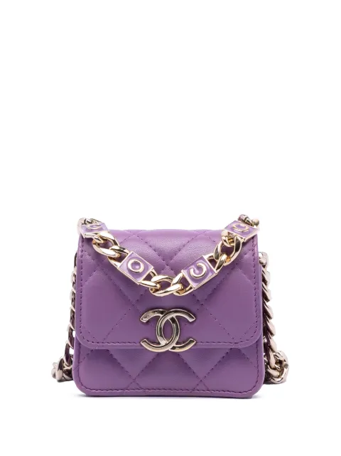 CHANEL Pre-Owned 2021 CC Quilted Lambskin Coco Card Holder on Chain crossbody bag