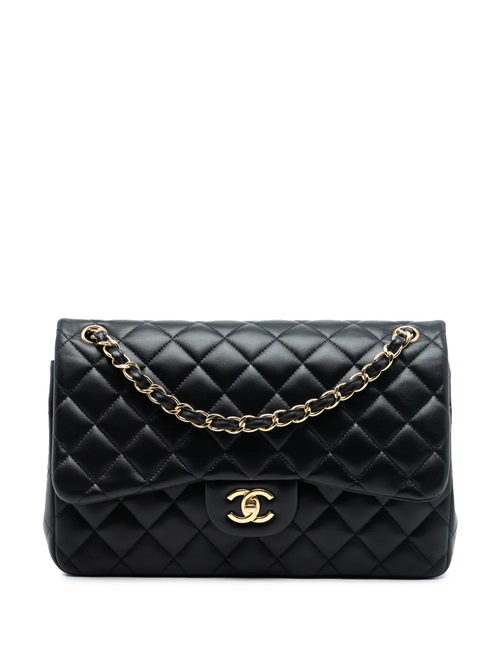 CHANEL Pre-Owned Borsa a spalla Jumbo Classic Double Flap in pelle di agnello 2017-2018 - Nero