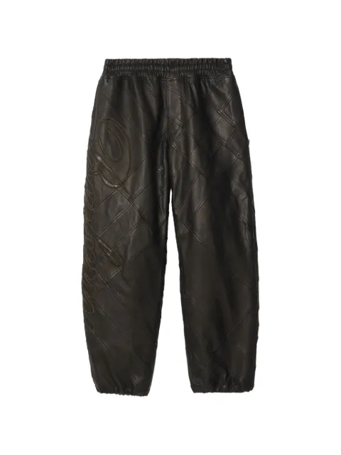 Burberry cursive-logo leather trousers