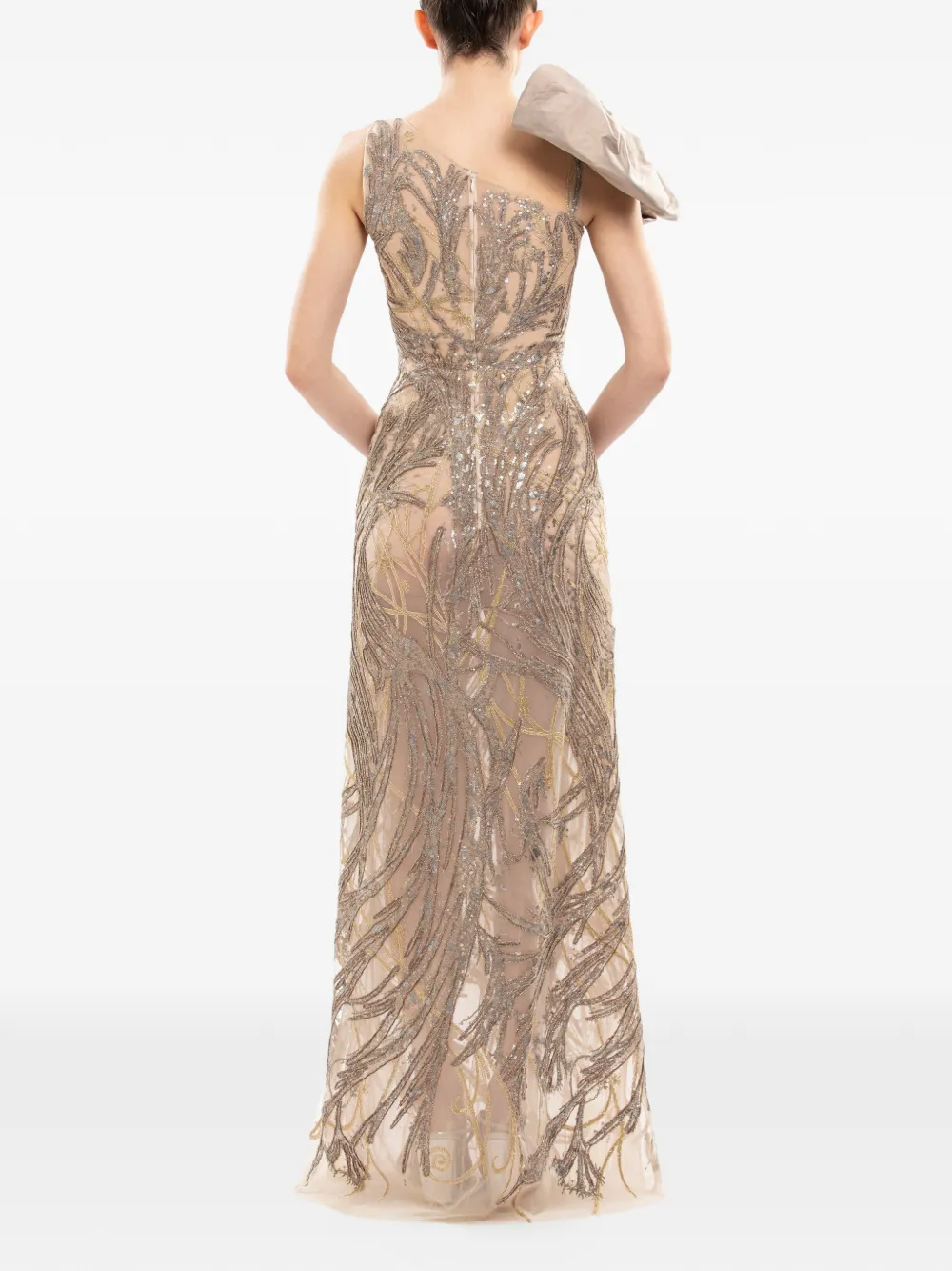 Saiid Kobeisy Maxi-jurk met pailletten Beige