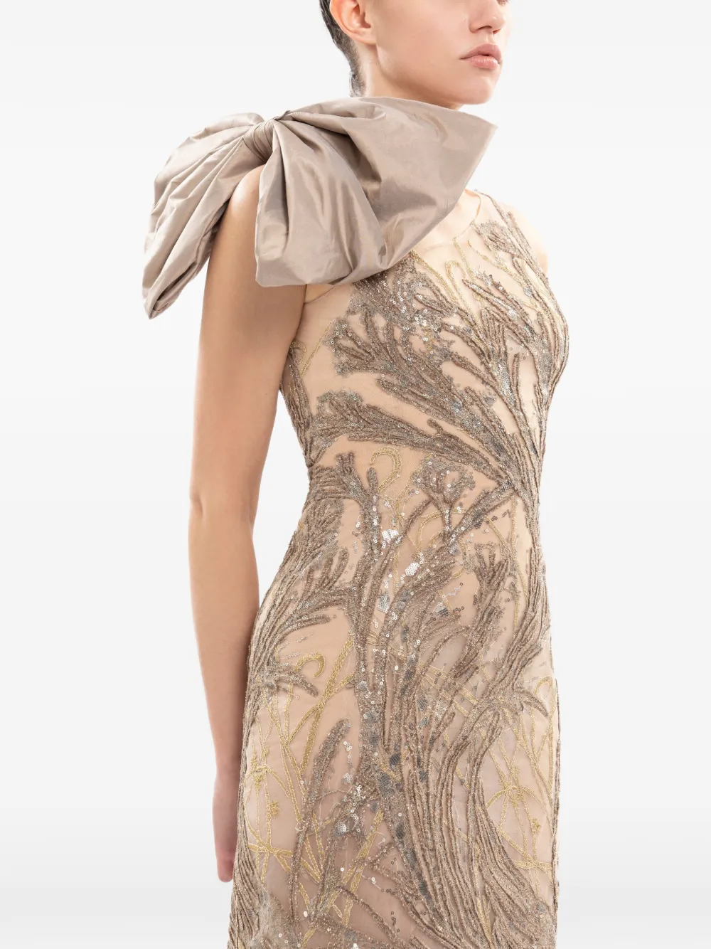 Saiid Kobeisy Maxi-jurk met pailletten Beige